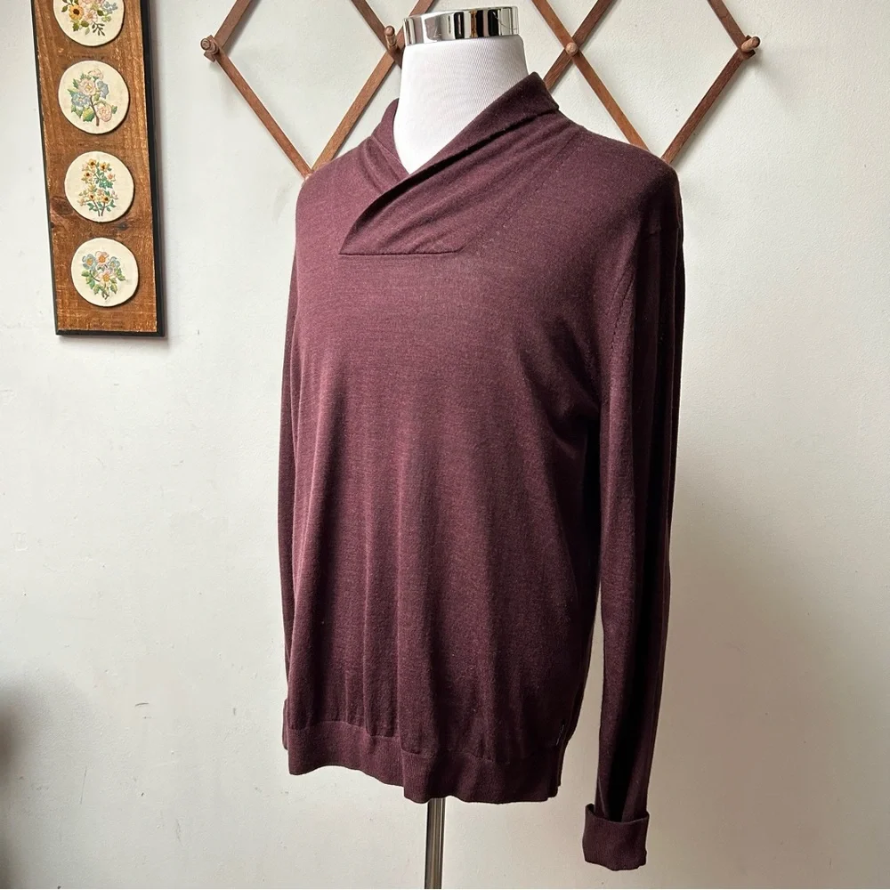Armani Exchange Merino Wool Shawl Neck Pullover Sweater